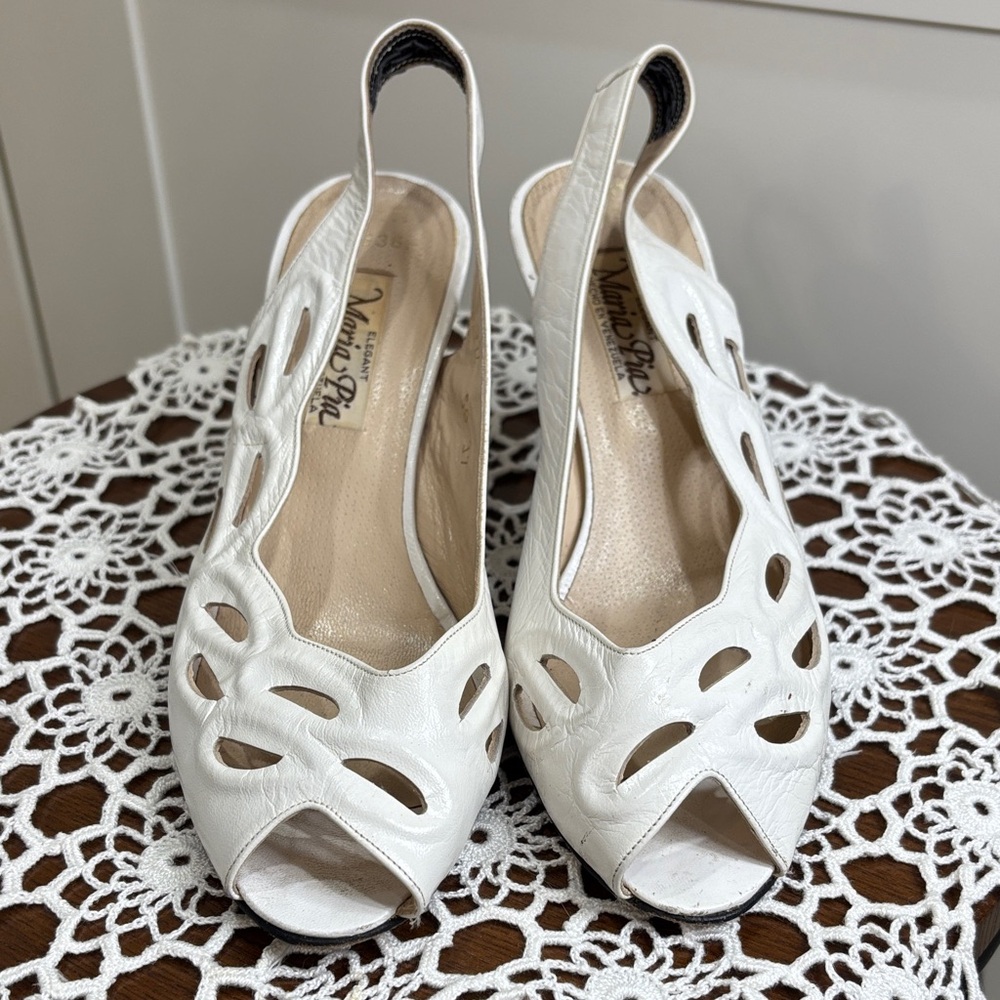 White Slingback Peep Toe Women's Shoes